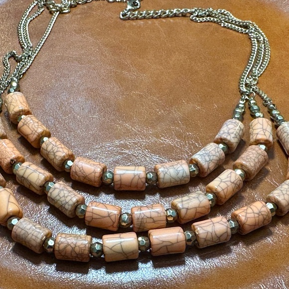 Statement, wood tube, necklace, triple thick vain, brown swirls, one of a kind - Picture 9 of 12